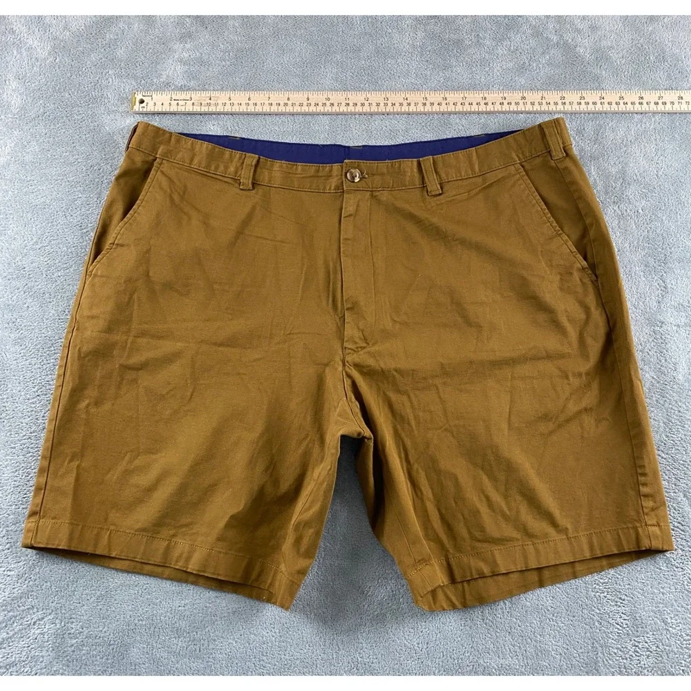 Mens Tobacco Brown Flat Front Chino‎ Shorts Regular Fit Size 39 Casual Summer